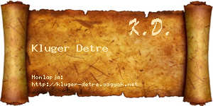 Kluger Detre névjegykártya